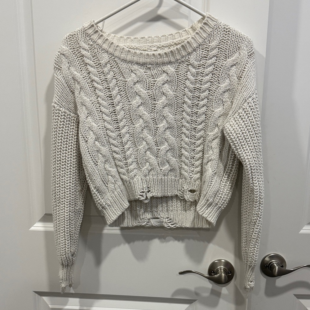 Cozy Cable Garage Knit Sweater - Cream